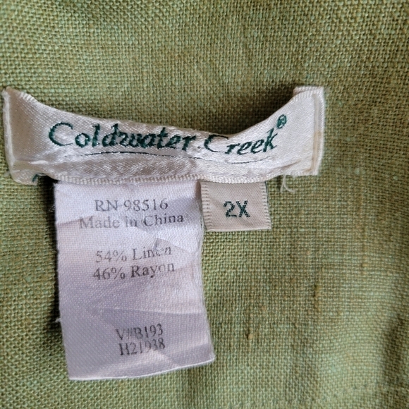 Coldwater Creek Green Linen Blazer Jacket Size 2X - Picture 4 of 4